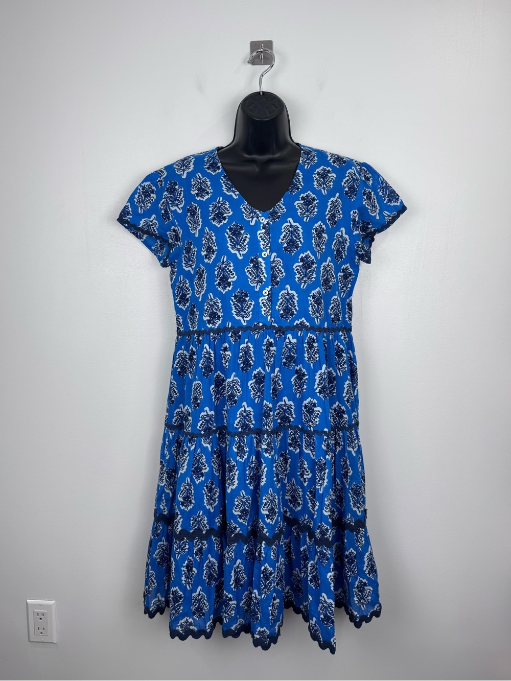 Ro's Garden Women Mumi Blue Floral Midi Dress Size Small